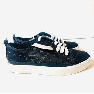 Sam Edelman Edelyn Women's Size 7.5M Low Top Mesh/Leather Black Lace Up Sneakers